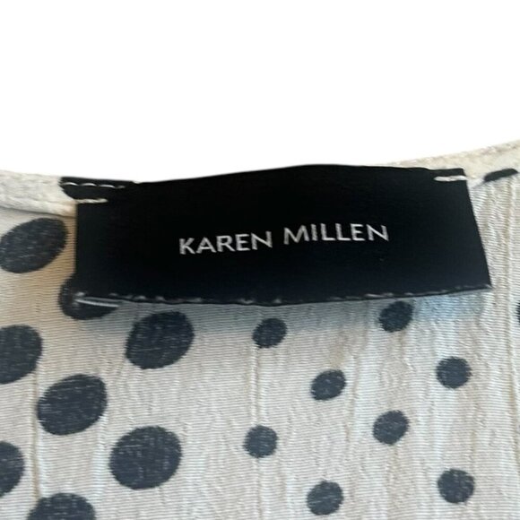 Karen MIllen White Polka Dot Wrap Dress Flutter Sleeves Ruffle Mini Size 2 Women - Picture 10 of 10